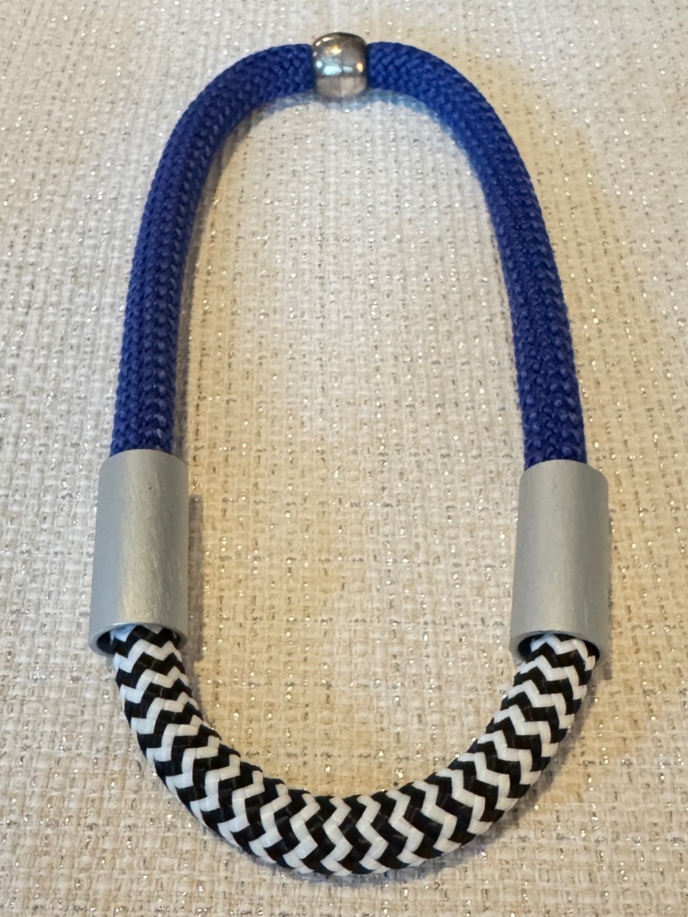 Aventurine Paris Blue, Black & White Cord Christina Necklace